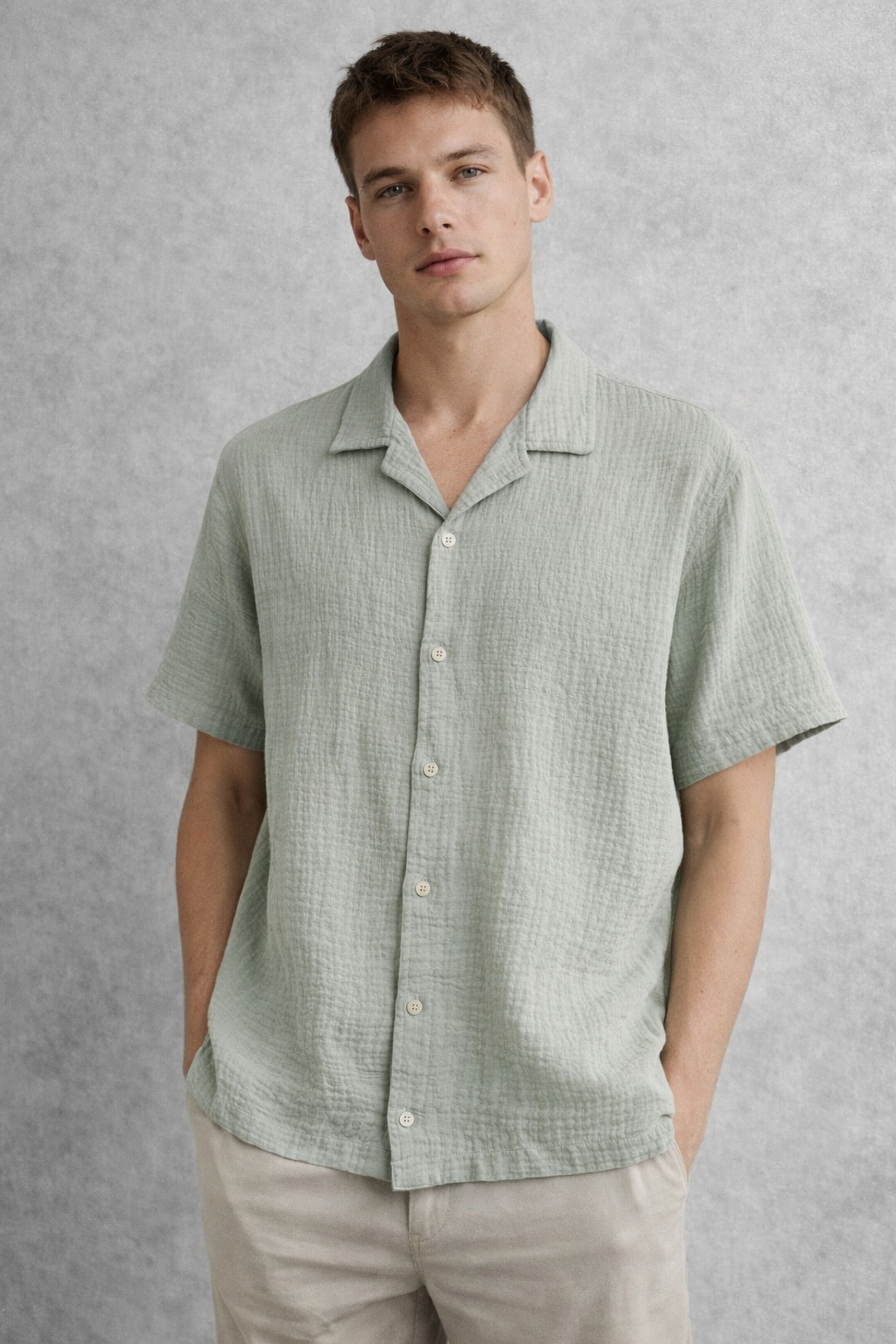 Camisa manga corta tela galleta