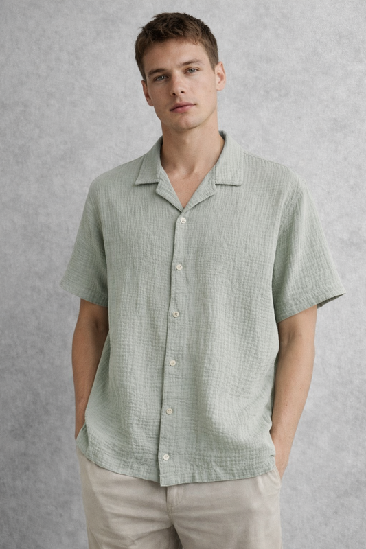 Camisa manga corta tela galleta