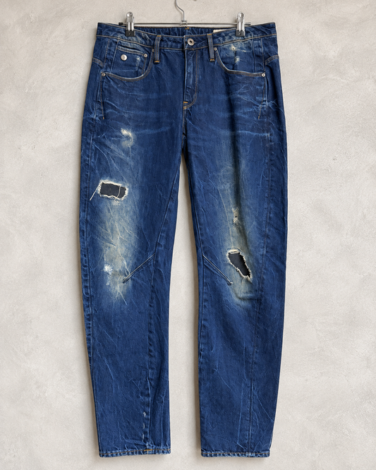 blue jean ripped G star raw