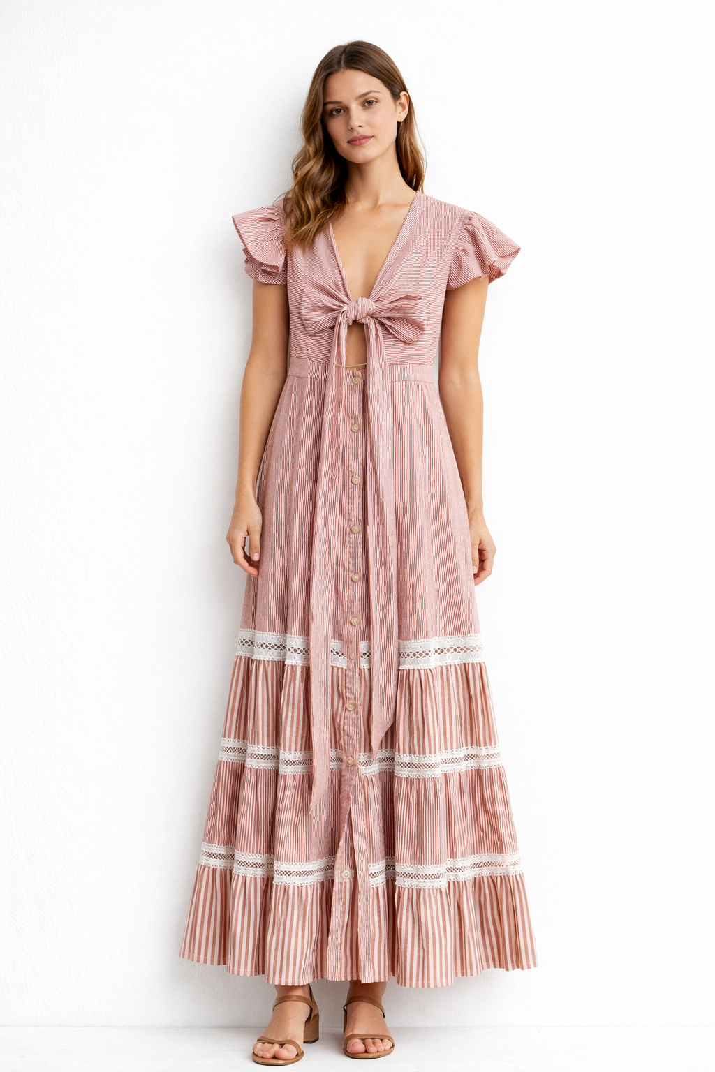 Vestido largo de rayas
