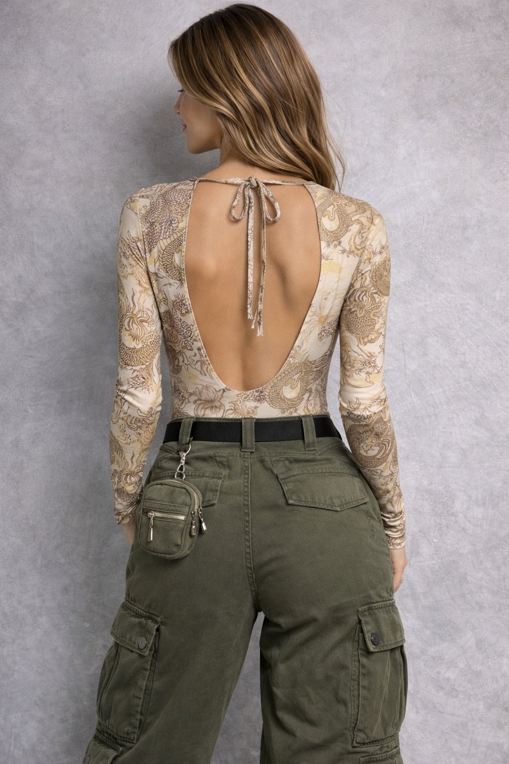 Body manga larga estampado