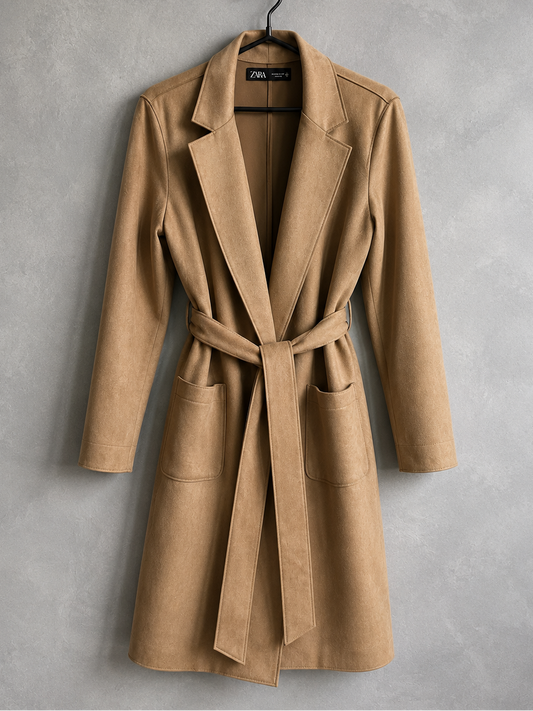 Trench coat efecto cuero Zara