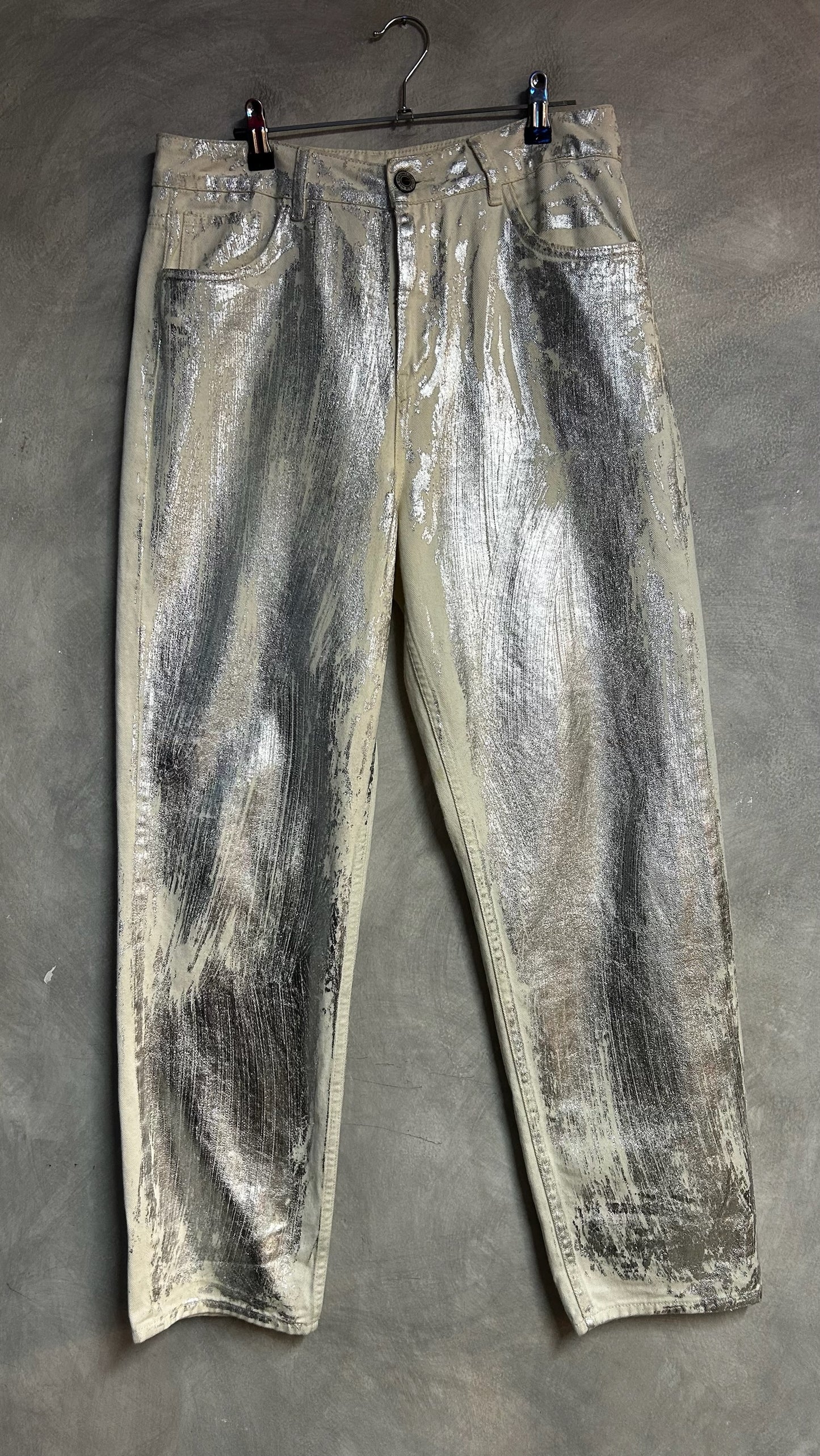 Jean beige con plateado COLOR BLUE