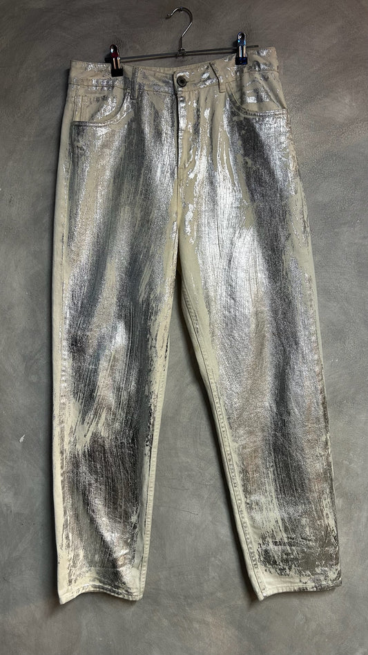 Jean beige con plateado COLOR BLUE